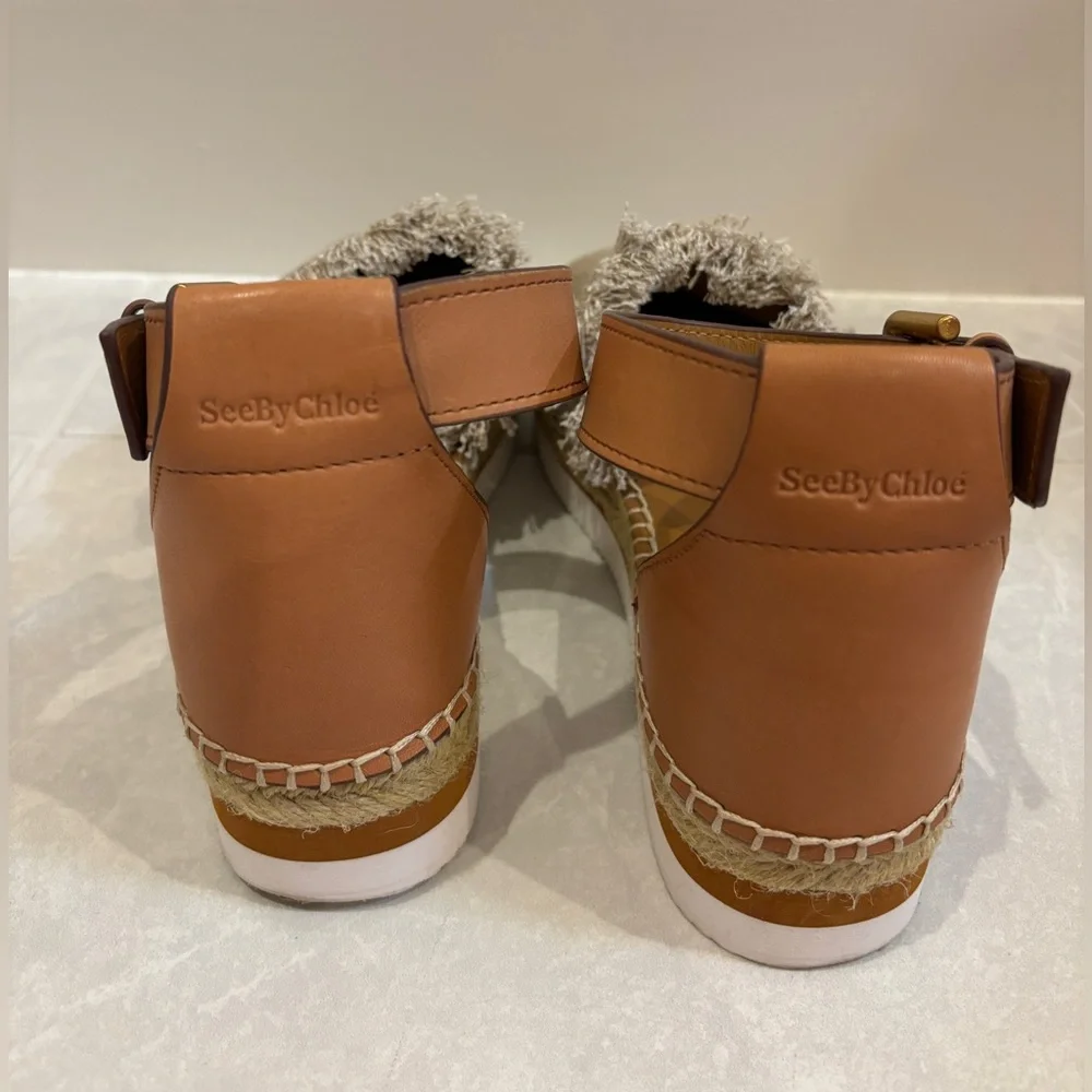 See By Chloe Beige Glyn Espadrilles Flats In Canvas and Leather Size 37